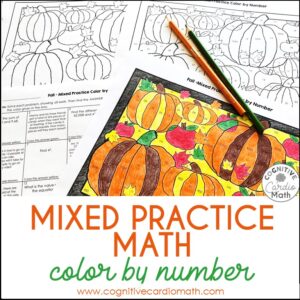 fall mixed math practice color by number