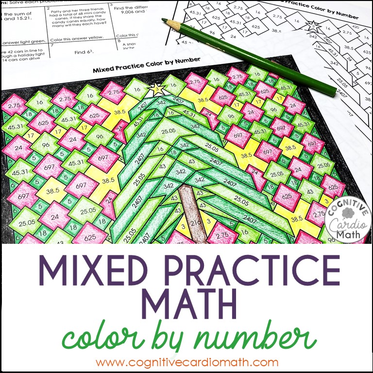 mixed math practice color by number