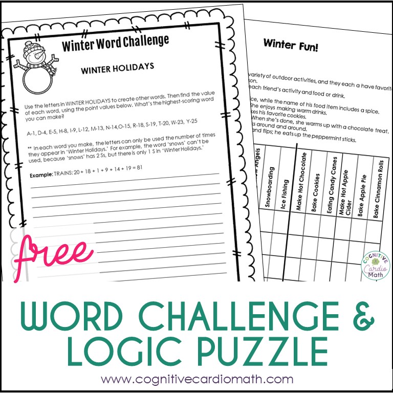 free word challenge and logic puzzle