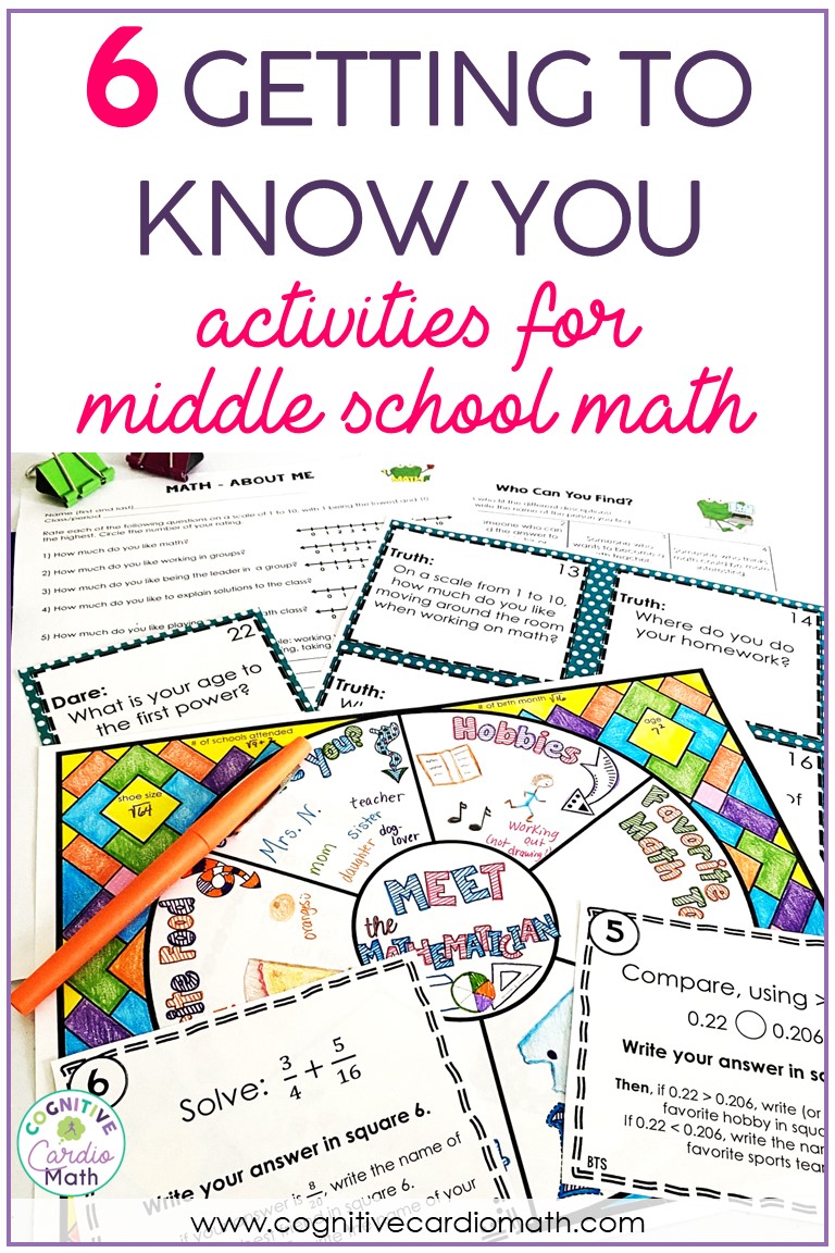6 getting to know you activities for middle school math