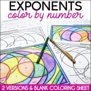 Exponents Color by Number Math Activity