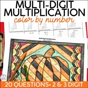 Multi-Digit Multiplication Color by Number Math Worksheets