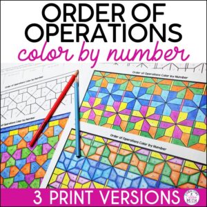 Order of Operations Color by Number Activity 5th, 6th Grade Math