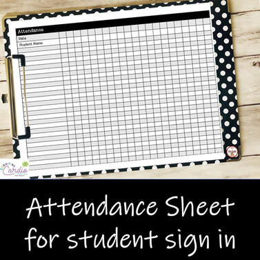 attendance sheet for sign-in routine