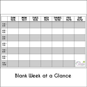 blank weekly planner for student time management