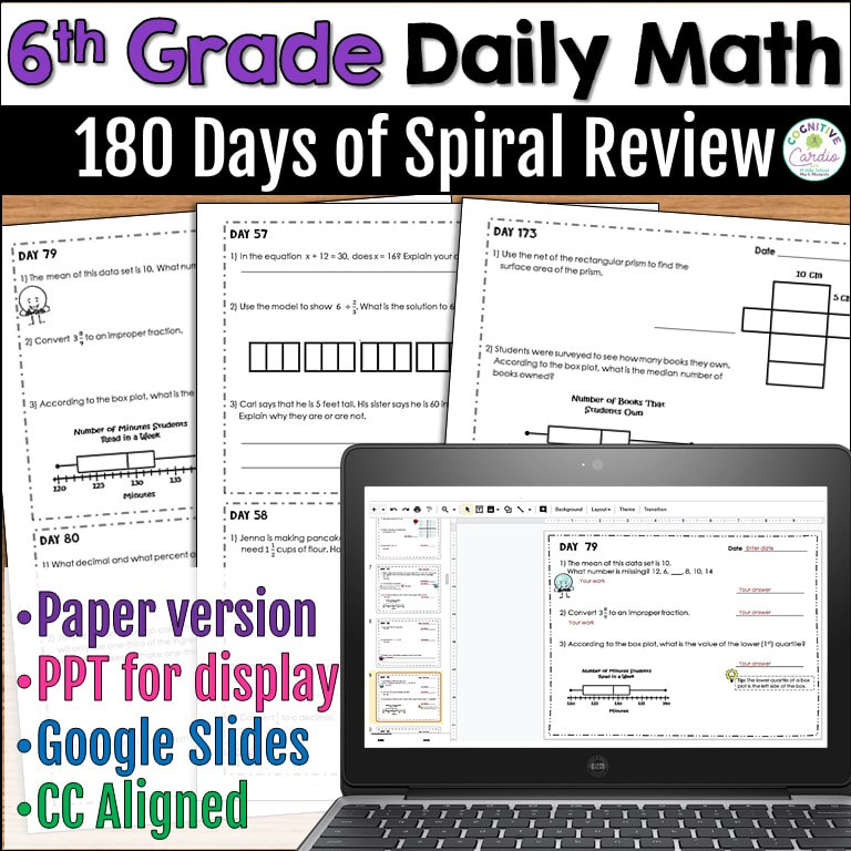 image of daily math resource for spiral review