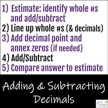 steps for adding and subtracting decimals