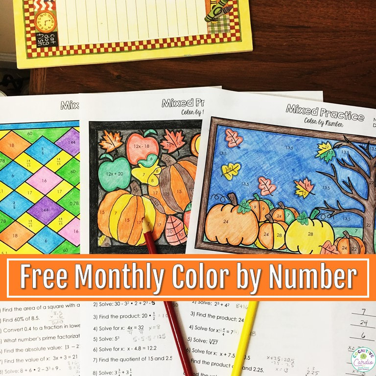 image of math coloring pages for color by number club