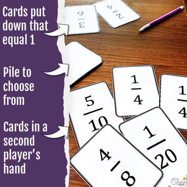 How to play the make one card game for adding fractions 