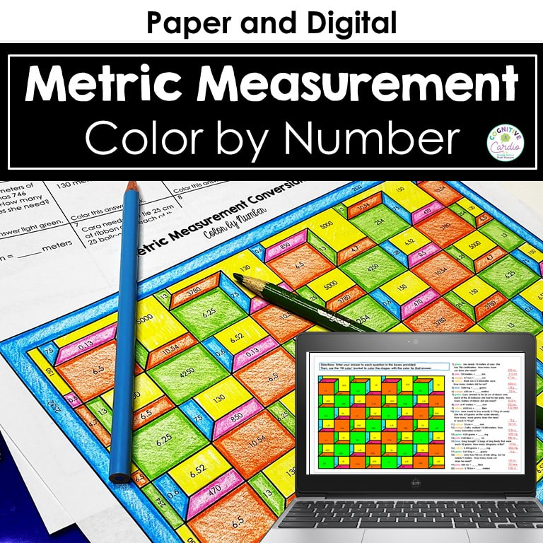 metric measurement color by number