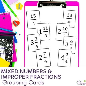 mixed number and improper fraction grouping cards