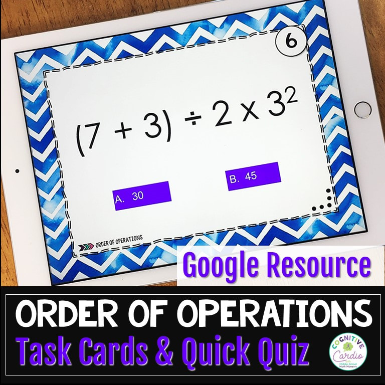order of operations digital task cards and quiz