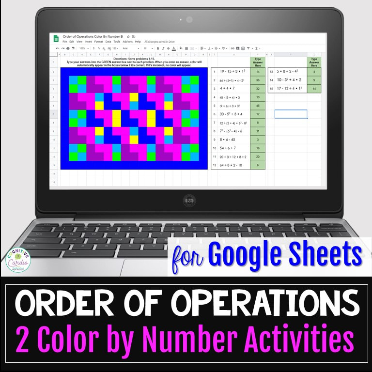 order of operations digital color by number