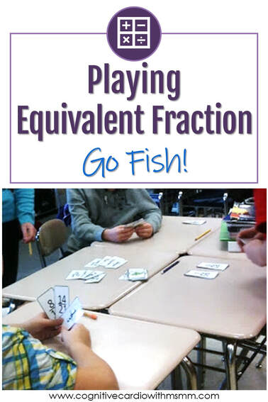 Playing equivalent fraction 'go fish' with fraction cards