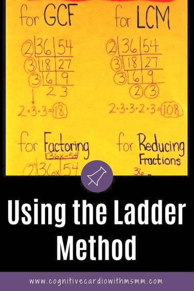 Use the ladder method in math class to find GCF & LCM, factor and reduce fractions to lowest terms 