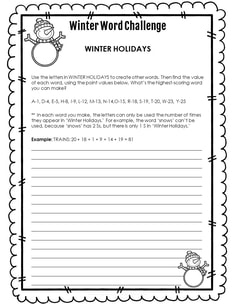 Free winter word creation activity.