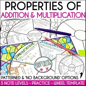 Properties of Addition & Multiplication Math Doodle Wheel Notes