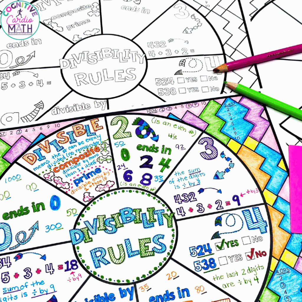 The Divisibility Rules Math Wheel reviews divisibility by 2, 3, 4, 5, 6, 9, and 10.