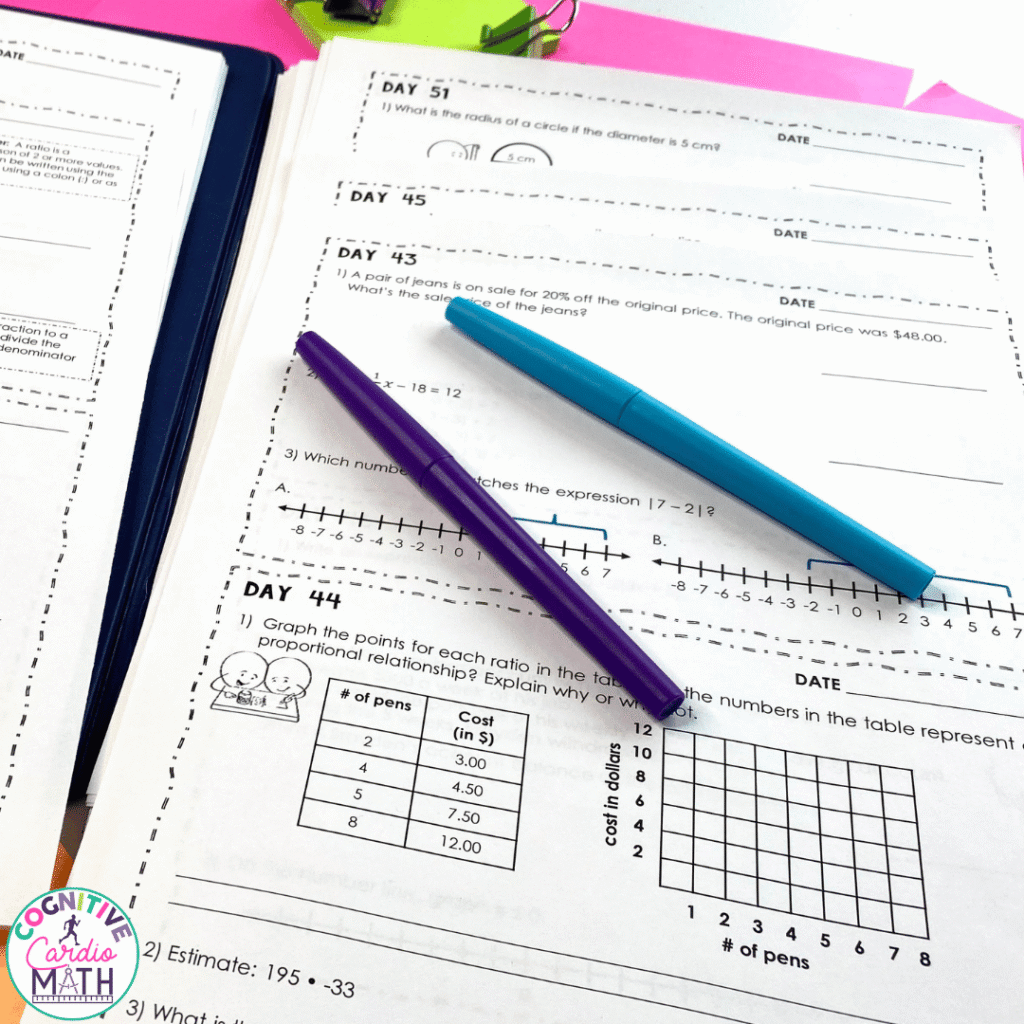 Ready to make those first five minutes of class work for you instead of against you? If you're looking for an easy way to build meaningful review into your middle school math classroom while improving transitions and strengthening skill retention, be sure to check out my Daily Math Warm-Ups Spiral Review resources. With reviews for the entire year, varied question types, and built-in support, these resources make it easy to establish a consistent warm-up routine that supports your students in retaining math concepts and developing their skills.