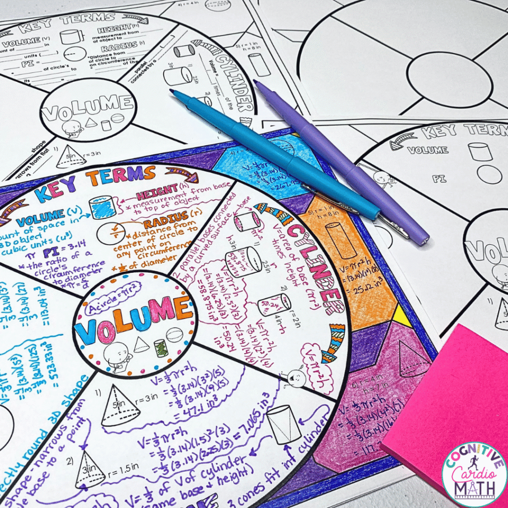 There are plenty of ways to create visual notes, but I love my math wheels because they naturally encourage your students to slow down and learn one piece of the math concept at a time.
