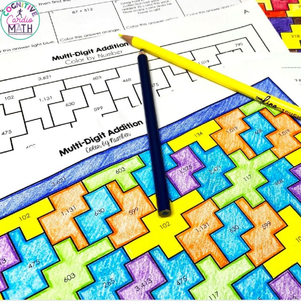My Addition with Regrouping Color by Number gives your students another way to practice multi-digit addition. In this activity, your students solve each problem.